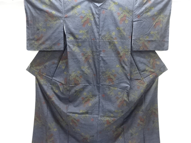 JAPANESE KIMONO / UNUSED DORO OSHIMA TSUMUGI / WOVEN FLOWER 